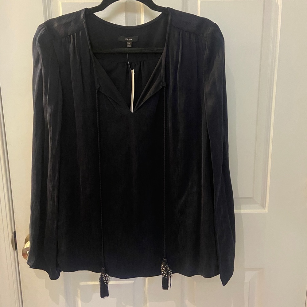 NWT Dark Navy Blue Satin-like Top